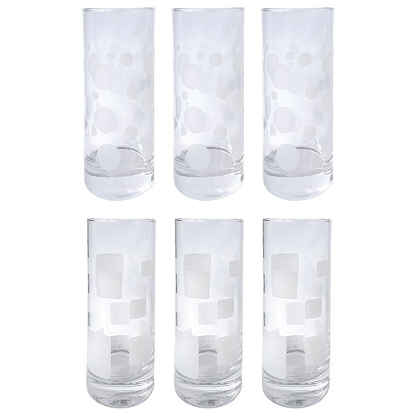 Jogo Com 6 Copos Long Drink 485ml Composée 2 Estampas - Pasabahce