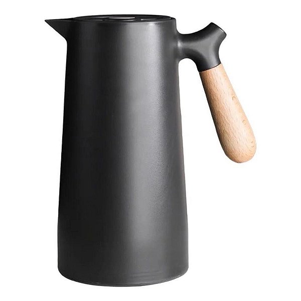 Garrafa Térmica 1L Preta Cabo Nordico - Madeira Teca