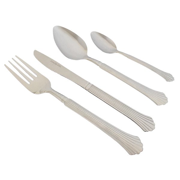 Faqueiro 24 Peças Aço Inox Monobloco Cabo Canelado Oceano