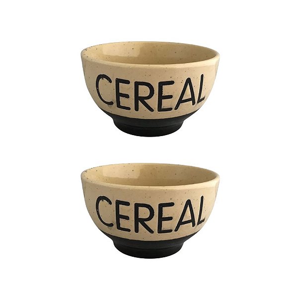 Tigelas ou Cumbucas Jogo Com 2 Para Cereal - Cerâmica - Preto.
