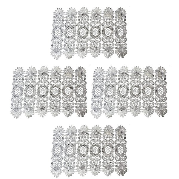 Jogo 4 Lugares Americano / Toalhas para Bandeja 45x30cm Renda Guipir Branca