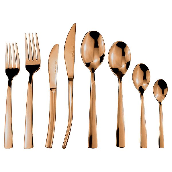 Faqueiro Ravel 48 Peças Aço Inox Cobre PVD Premium Fracalnaza