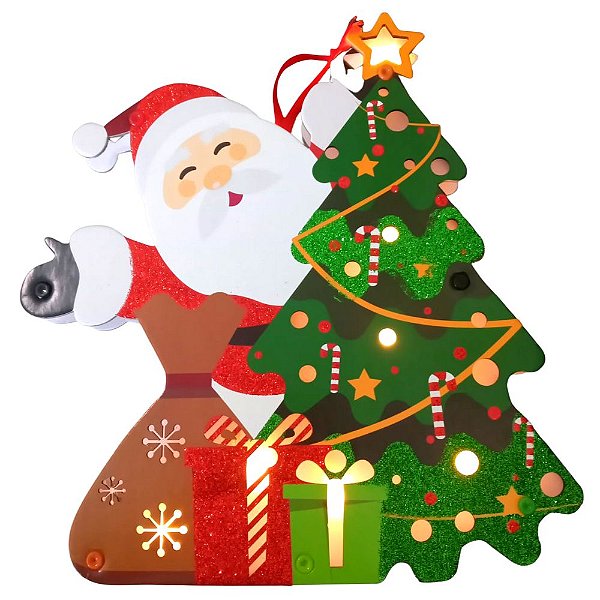 Papai Noel e Árvore de Natal com Leds Enfeite de Pendurar / Bancada Saldão