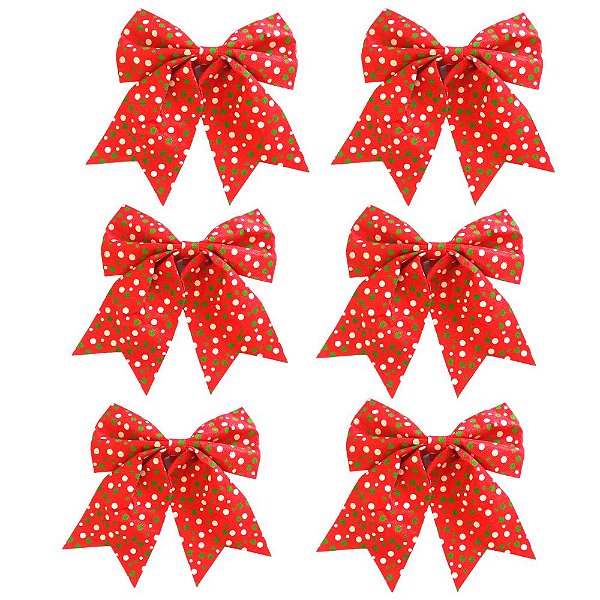 Laços Natalinos 6 Unidades 24x28cm Polipropileno/Poá SALDÃO.
