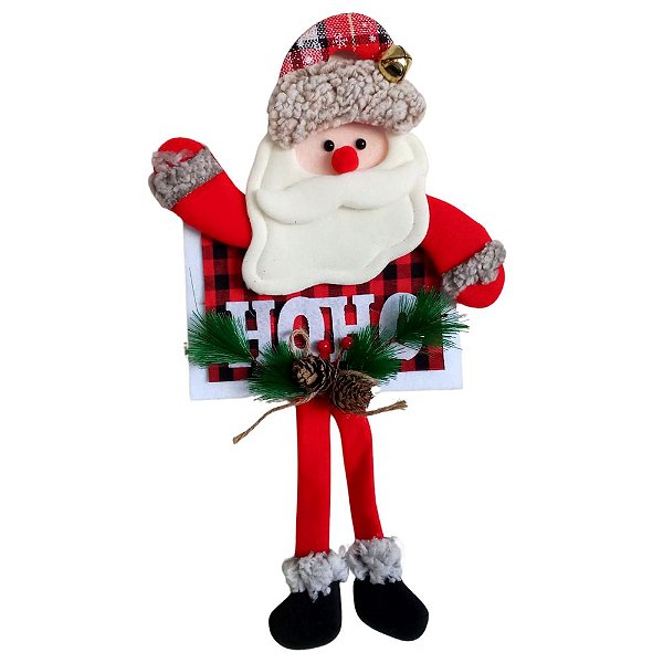 Papai Noel Enfeite de Pendurar - 41x24cm Perna Longa Com Guiso. SALDÃO