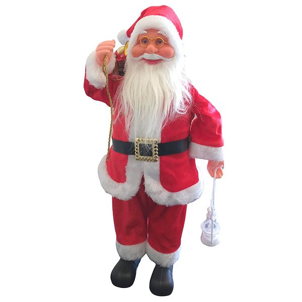 Papai Noel Tradicional Com Saco De Presente 51cm Magizi.