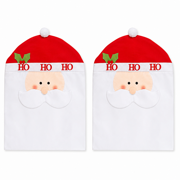 Jogo Com 2 Capas Natalinas Para Encosto de Cadeira Modelo Papai Noel