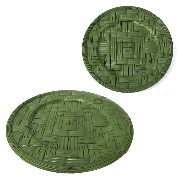 Jogo Com 8 Susplats / Bandeja Ø36cm Trama Bambu verde SALDÃO.