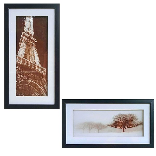 Jogo 2 Quadros com Paspatur Branco Imagens em Baixo Relevo 43,5x23x2,5cm - Saldão