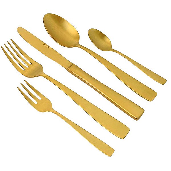 Faqueiro 30 Peças Pisa Aço Inox Champanhe Fosco Wolff Gift Box - Saldão