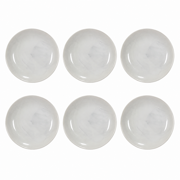 Jogo Com 6 Pratos de Sobremesa 19cm Granit Mármore Vidro Opalino Luminarc