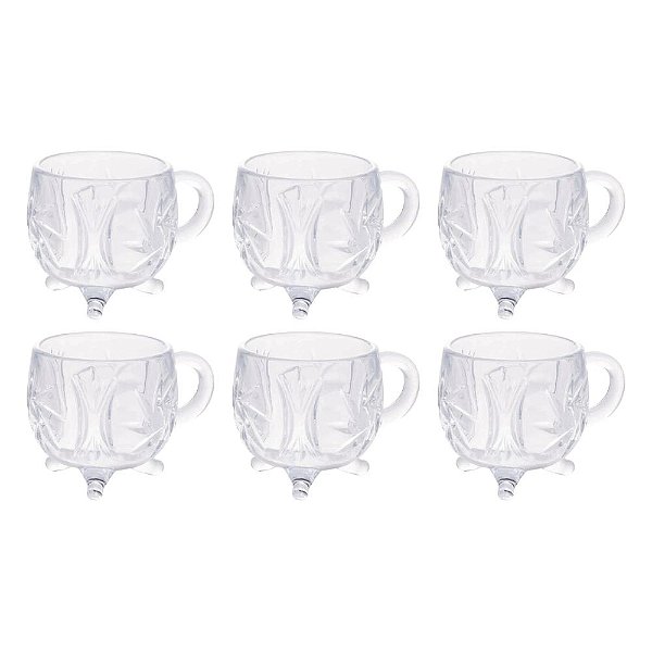 Jogo 6 Xícaras de Café de Cristal Prima Com Pés 135ml Lyor