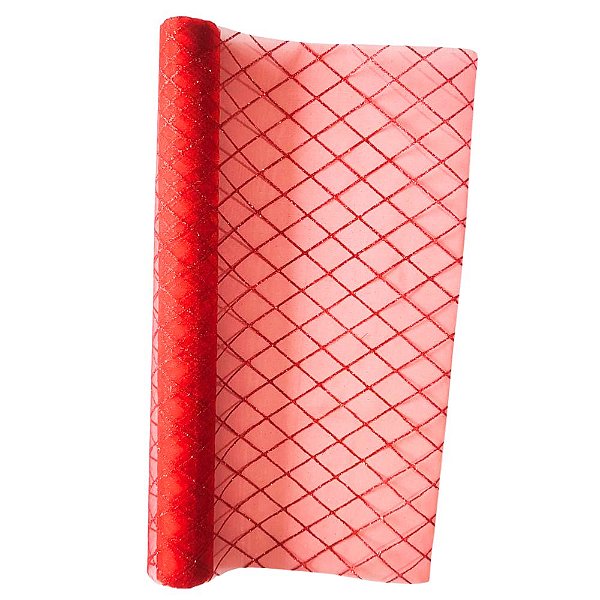 Rolo de Organza Decoração Natalina Cores Com Glitter 3mx36cm Saldão