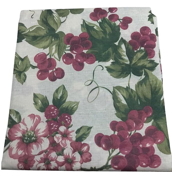 Toalha de Mesa Quadrada 140x210cm Tecido Estampado com Uvas.