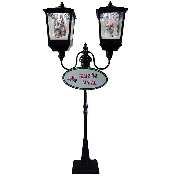 Poste Natalino Duplo Luxo Musical, Neve e Leds 180cm Bivolt SUPER SALDÃO