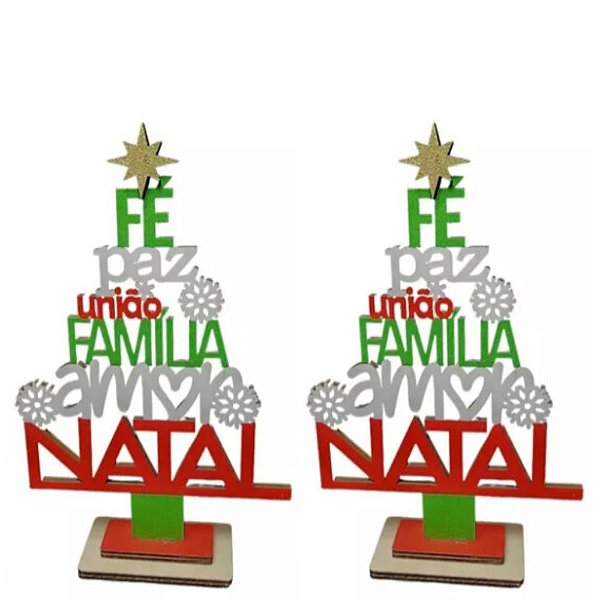 Árvore de Natal Decorativa Jogo com 2 Peças Madeira 18,5x11,4cm SALDÃO.