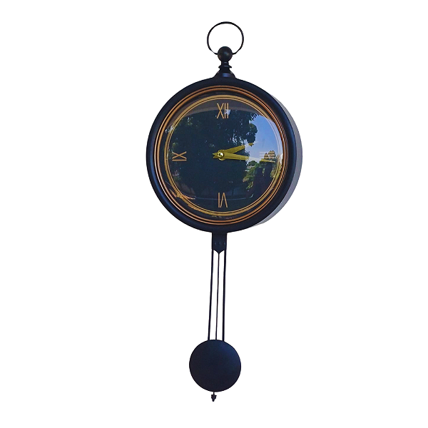 Relógio de Parede Pendulo Ativo Retrô 42cm Preto/Dourado.