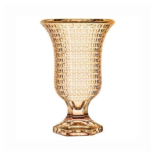 Vaso com Pé  Chevalier 15x23,5cm Âmbar Cristal L´hermitage.
