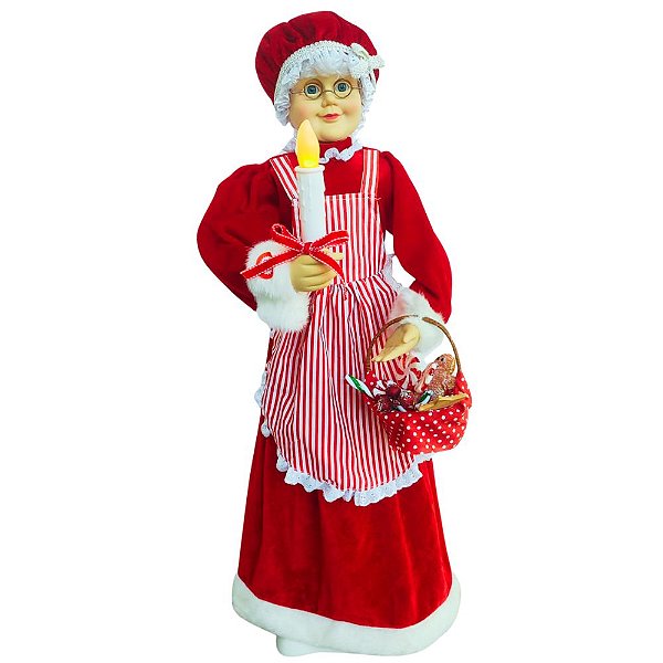 Mamãe Noel Musical Decoração de Natal com Led e Movimento 71x25,5x20,5cm Saldão