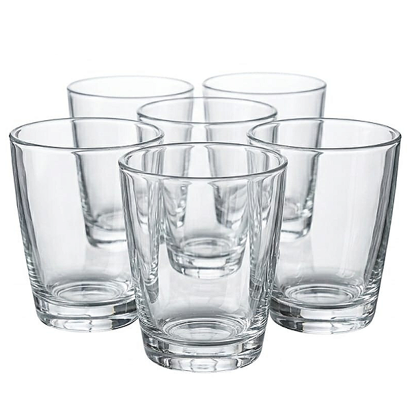 Jogo Com 6 Copos de Vidro 335ml Para Água Drinks e Sucos