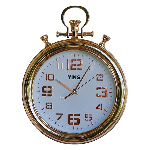 Relógio de Parede Champanhe Ø40,6cm Retrô Modelo Relógio de Bolso - Yin´s
