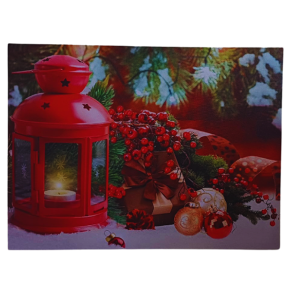 Quadro de Parede Decorativo Natal Led na Vela  40x30x1,8cm.