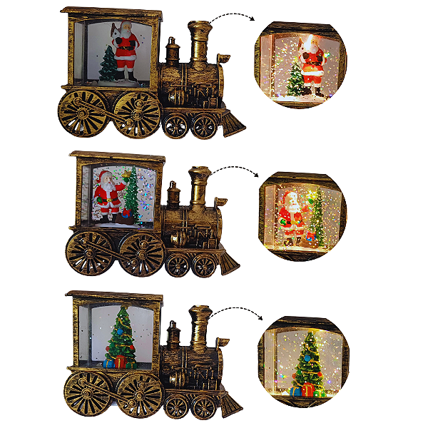 Luminária Decorativa Trem Natalino Com Led/Água 13,5x8,5x5cm Promoção.