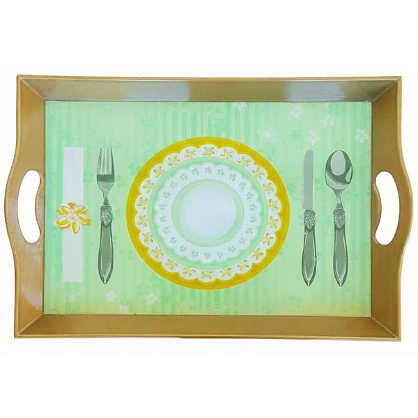 Bandeja Para Servir Refeições Com Alças Retangular 49x32x6cm Saldão