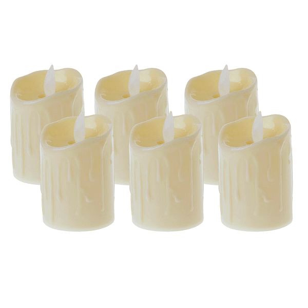 Kit com 6 Velas Led Chama em Movimento Ø5x7,3cm.