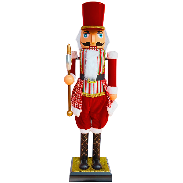 Soldado Quebra Nozes Natal Musical com Movimento e Leds 107x33x25cm Bivolt