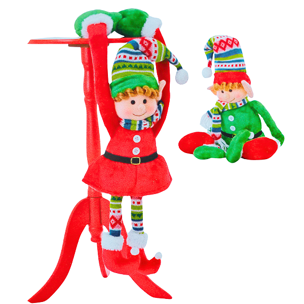 Boneco Duende com Braços Fixadores 50x12cm Enfeite de Natal