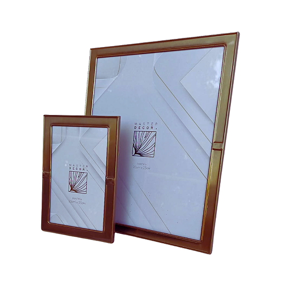 Kit 2 Porta Retrato Aço Escovado Dourado Para Fotos 10x15cm e 20x25cm.