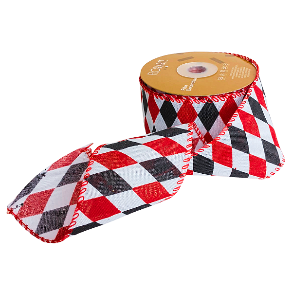 Fita Aramada de Linho com Costura Modelo Losangos 6,3cm x 9,14m