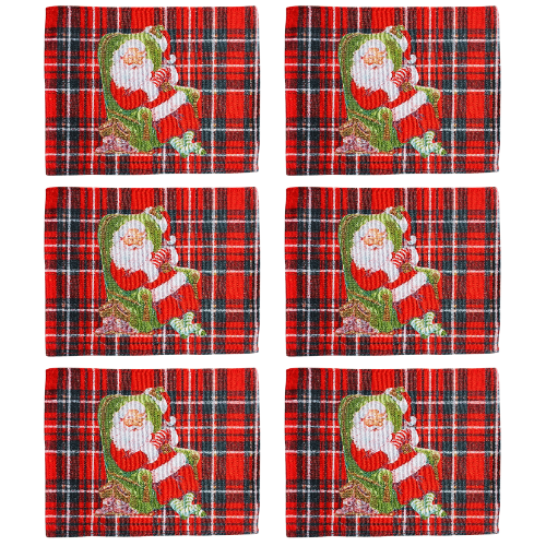 Jogo Americano Natalino 6 Peças Tecido Gobelin Papai Noel Dormindo 45x33cm