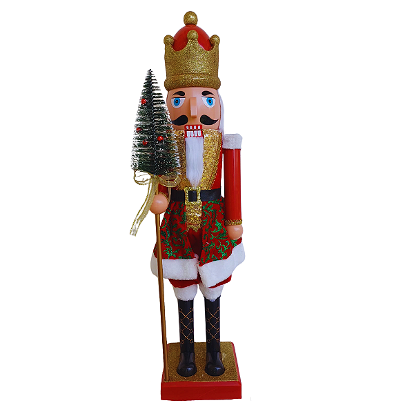 Boneco Quebra Nozes Vermelho Verde Dourado Com Pé 80cm.