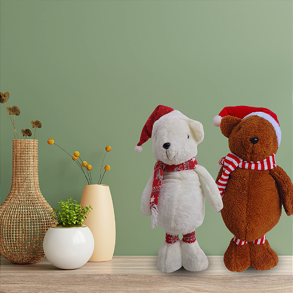 Urso Decorativo de Natal Karibu 75x20cm Pernas Exensiveis.