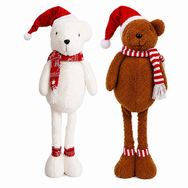 Boneco Urso Karibu Com Pernas Extensíveis 40cm e 75cm Decoração Natalina