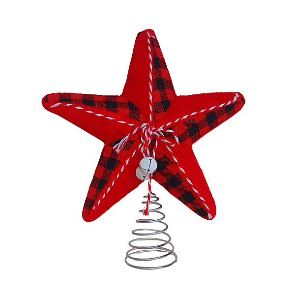Ponteira Para árvore de Natal Star 24x25cm Dupla Face Com Guizo.