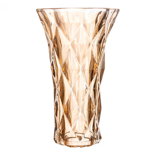 Vaso De Vidro Diamond Âmbar 13x6,5x20cm Lyor
