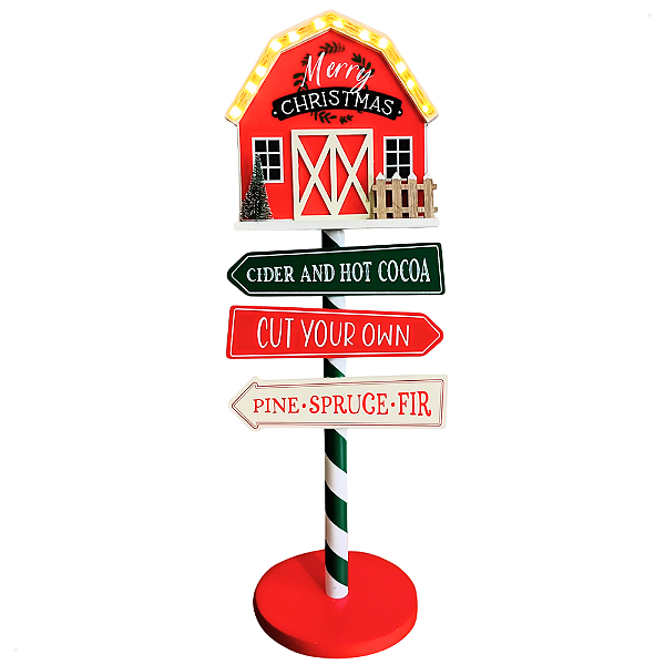 Enfeite Natalino Placa Decorativa de Madeira com Leds 63,5cm