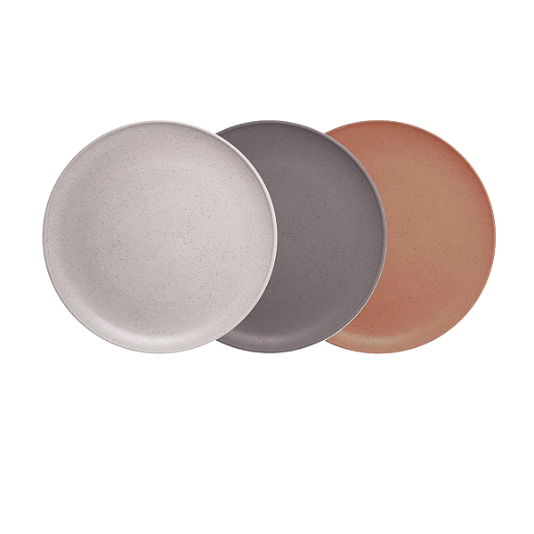 Jogo com 12 Pratos de Sobremesa  Ø19,5cm Fibra de Pinho PP  (Produto Sintético) Wolff