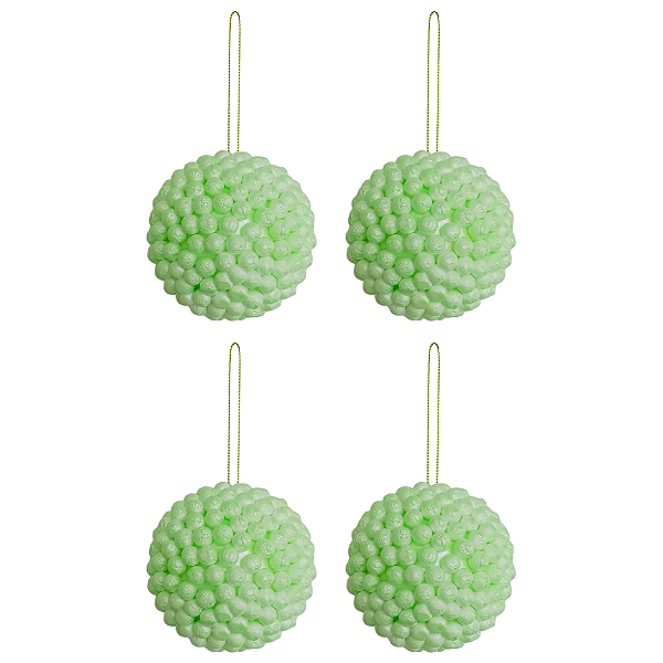 Jogo com 4 Bolas de Natal Decoradas Ø10cm Verde Água