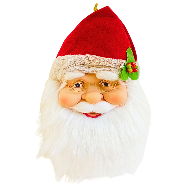 Cabeça de Papai Noel Com Gorro Enfeite Natalino de Pendurar 22x35x16cm