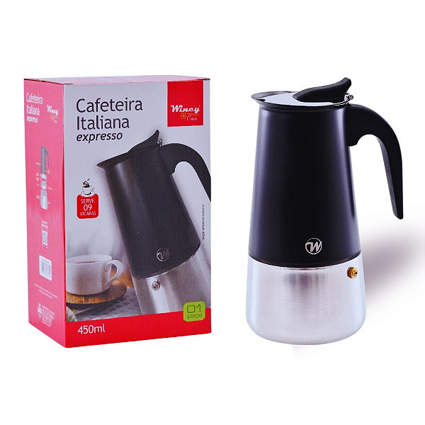 Cafeteira Italiana Expresso 300ml Black 6 Xícaras – Wincy.