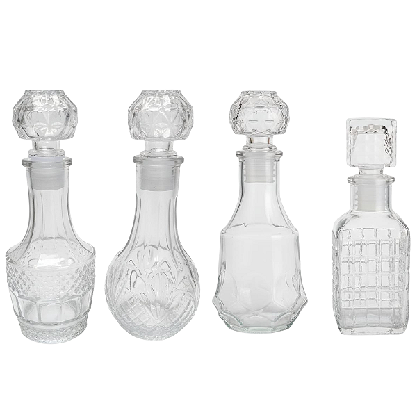 Kit Com 4 Minis Licoreiras Modelos Diferentes 120ml e 110ml Vidro.