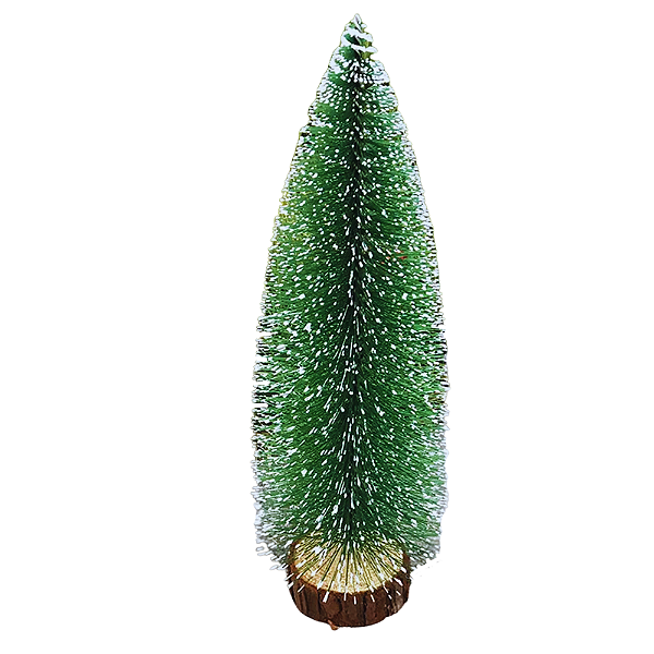 Árvore de Natal 33cm Modelo Pinheiro Com Leds Coloridas Base de Madeira.