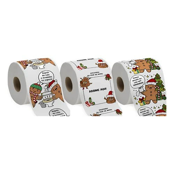 Papel Higiênico Natalinos Jogo com 3 Rolos 20M 10CM.