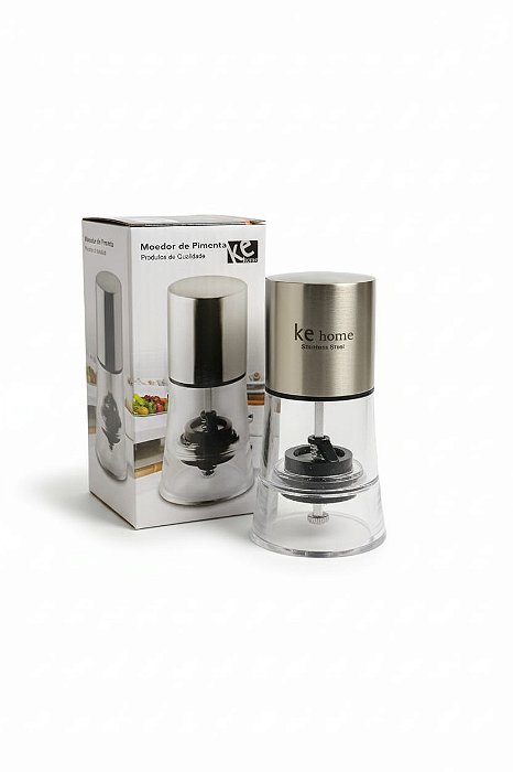 Moedor de Pimenta ou Sal Aço Inox 13xØ7cm.