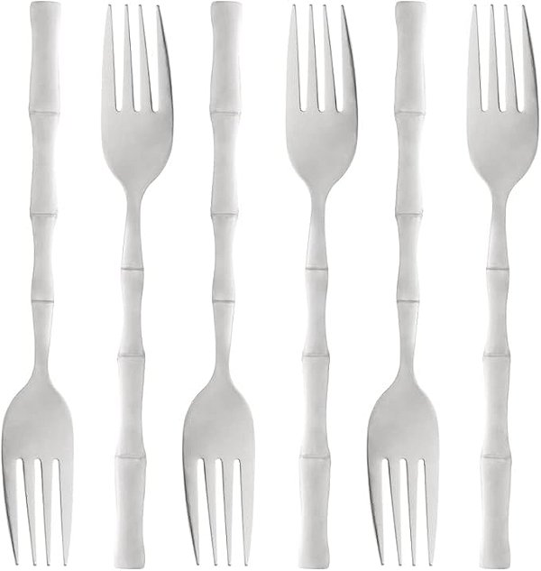 Conjunto com 6 Garfos de Mesa 20,5cm Aço Inox Bambu Elegant Lyor