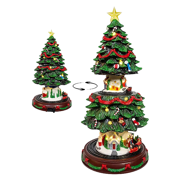 Árvore de Natal Enfeite Com Movimentos Luz e Som 45cm.